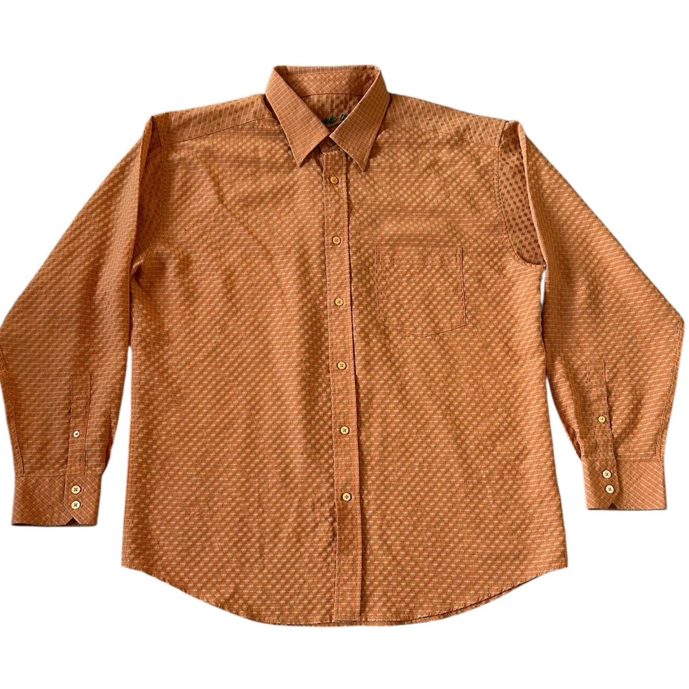 BUGATCHI UOMO orange plaid mens button front long sleeve shirt size XL